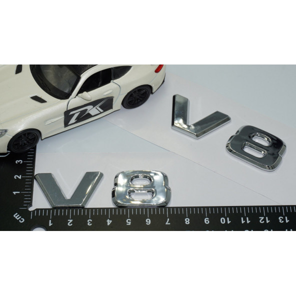 Dk V8 Çamurluk Yanı Krom Abs 3m 3d Yazı Logo Seti Benz İle Uyumlu - 4