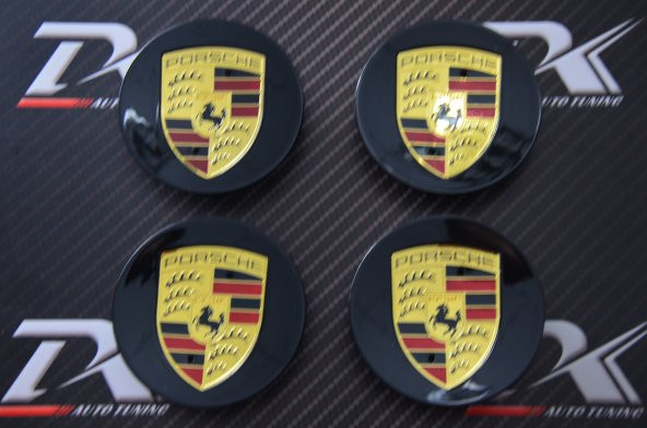 PORSCHE SİYAH JANT GÖBEĞİ KAPAK SETİ 65mm
