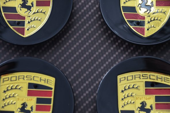 PORSCHE SİYAH JANT GÖBEĞİ KAPAK SETİ 65mm - 2