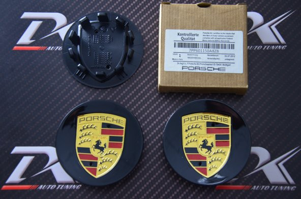 PORSCHE SİYAH JANT GÖBEĞİ KAPAK SETİ 65mm - 3