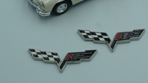 Chevrolet Corvette F1 Logo Çamurluk Yanı 3M 3D Metal Logo Amblem - 3