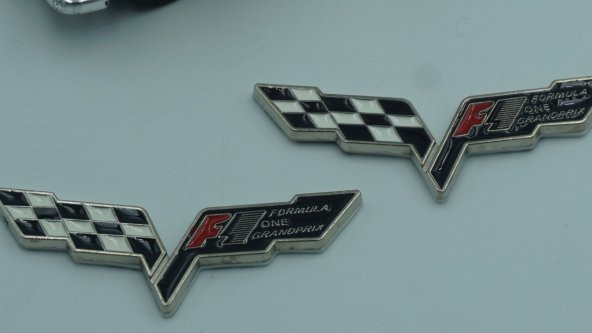 Chevrolet Corvette F1 Logo Çamurluk Yanı 3M 3D Metal Logo Amblem - 4