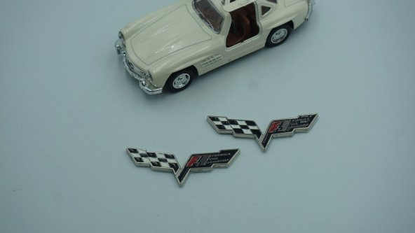 Chevrolet Corvette F1 Logo Çamurluk Yanı 3M 3D Metal Logo Amblem - 2