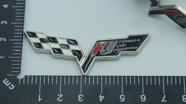 Chevrolet Corvette F1 Logo Çamurluk Yanı 3M 3D Metal Logo Amblem - 6