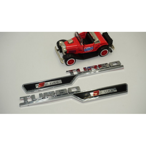 Audi Turbo S Line Çamurluk Yanı 3M Krom ABS Logo 2 Li Set - Resim 2
