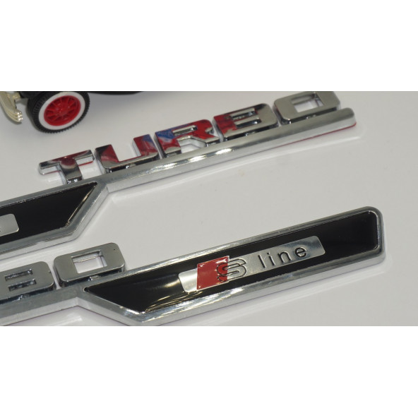 Audi Turbo S Line Çamurluk Yanı 3M Krom ABS Logo 2 Li Set - Resim 3