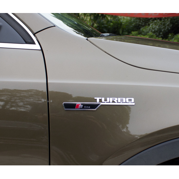 Audi Turbo S Line Çamurluk Yanı 3M Krom ABS Logo 2 Li Set - Resim 4