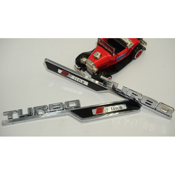 Audi Turbo S Line Çamurluk Yanı 3M Krom ABS Logo 2 Li Set - Resim 5