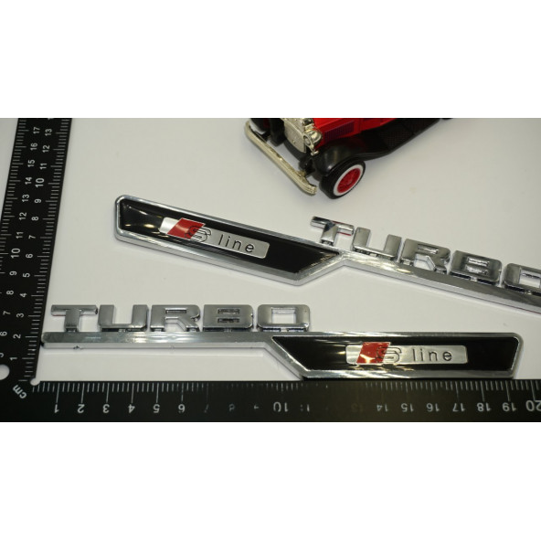 Audi Turbo S Line Çamurluk Yanı 3M Krom ABS Logo 2 Li Set - Resim 6