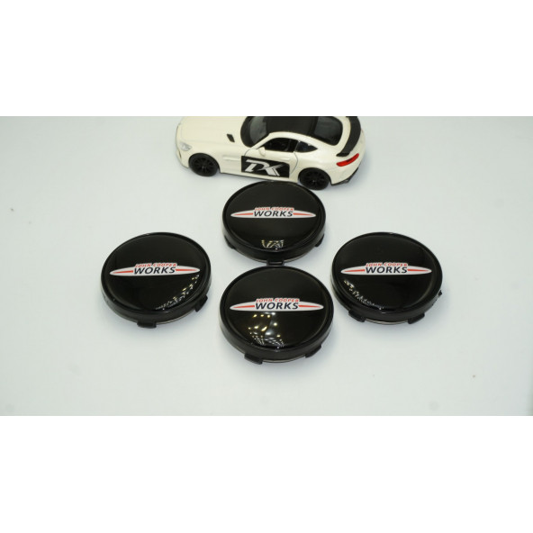 Mini John Cooper Works Logo Siyah Jant Göbeği Kapak Seti - 2