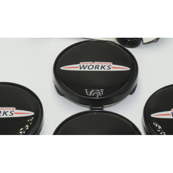 Mini John Cooper Works Logo Siyah Jant Göbeği Kapak Seti - 3