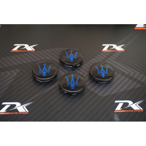 DK Tuning Maserati Jant Göbeği Siyah Mavi Kapak Seti 60mm - 2