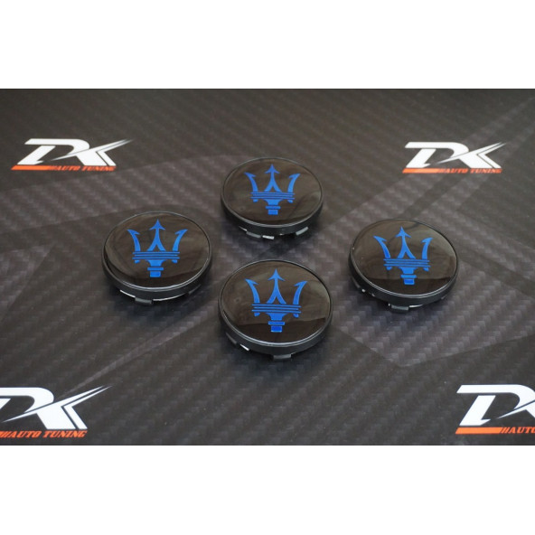 DK Tuning Maserati Jant Göbeği Siyah Mavi Kapak Seti 60mm - 3