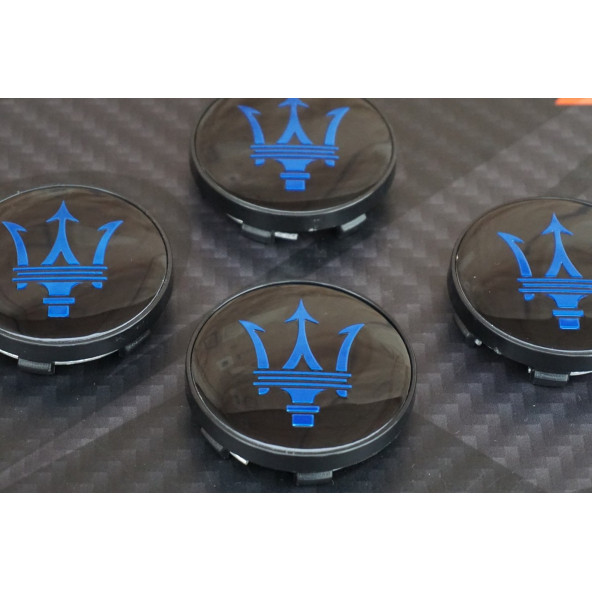 DK Tuning Maserati Jant Göbeği Siyah Mavi Kapak Seti 60mm - 4