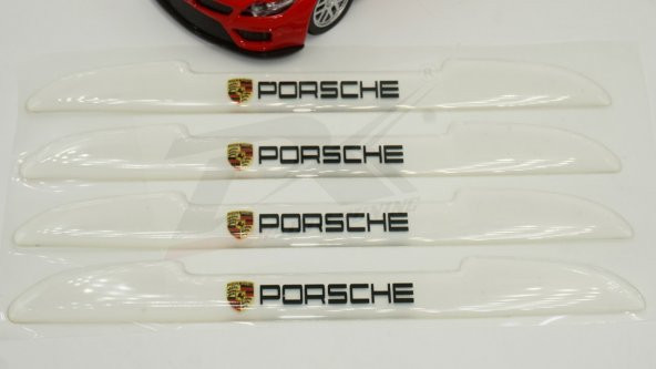 Porsche Logo Kapı Kenarı Koruma Şeffaf Kauçuk 3M Band New Style - 3
