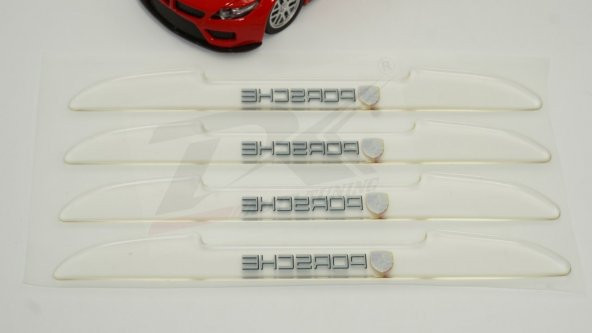 Porsche Logo Kapı Kenarı Koruma Şeffaf Kauçuk 3M Band New Style - 6