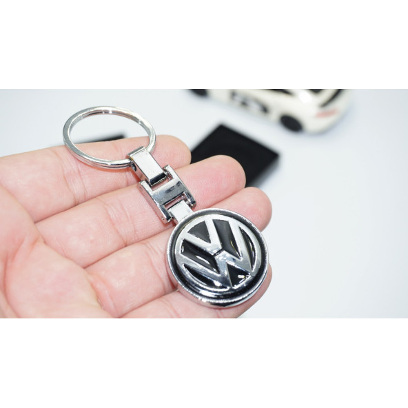 DK Tuning Volkswagen Logo Gümüş Siyah Metal Çift Yön Anahtarlık