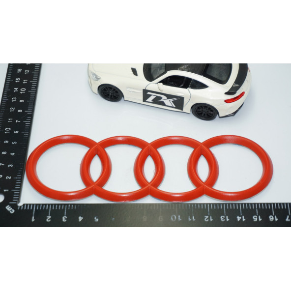DK Tuning Motor Kapağı 16cm Kırmızı Amblem Logosu Audi İle Uyumlu - 5