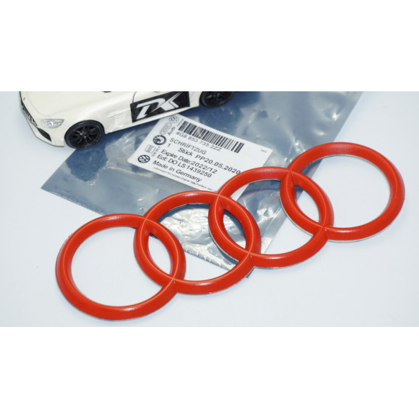 DK Tuning Motor Kapağı 16cm Kırmızı Amblem Logosu Audi İle Uyumlu - 6