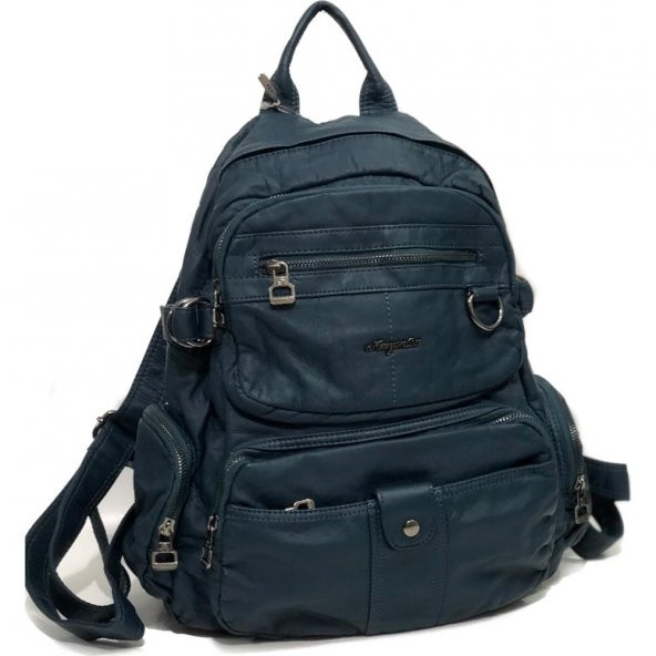 Kenyon Cox 3152 Yıkanmış Deri Sırt Çantası 38 x 35 Lacivert - 1