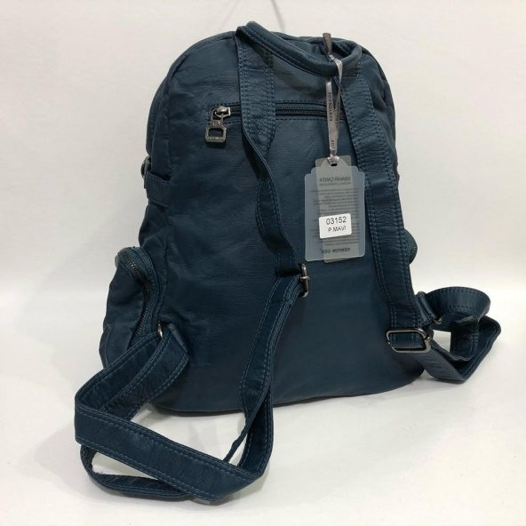 Kenyon Cox 3152 Yıkanmış Deri Sırt Çantası 38 x 35 Lacivert - 5