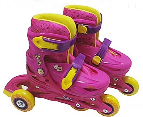 2+1 Barbie Alıştırma Çocuk Paten Seti Kız Paten Seti Lisanslı S Beden (30-33) - 2