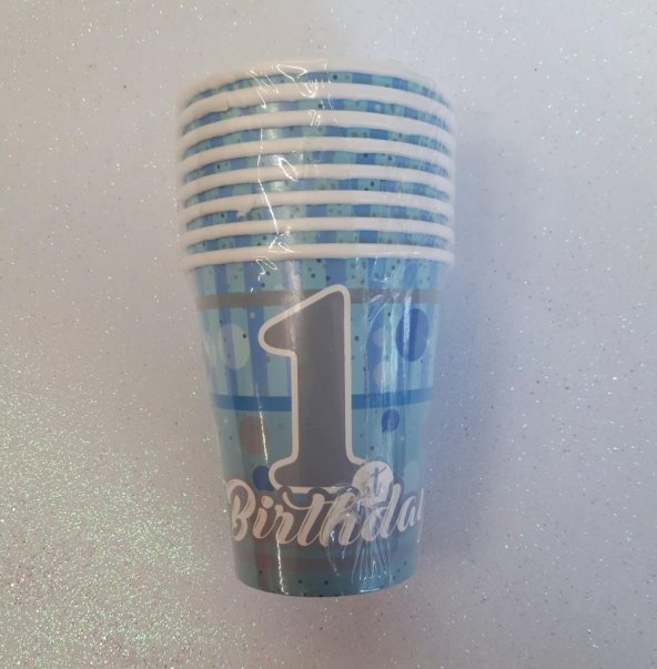 BARDAK 1 BİRTHDAY MAVİ 8Lİ ürün görseli