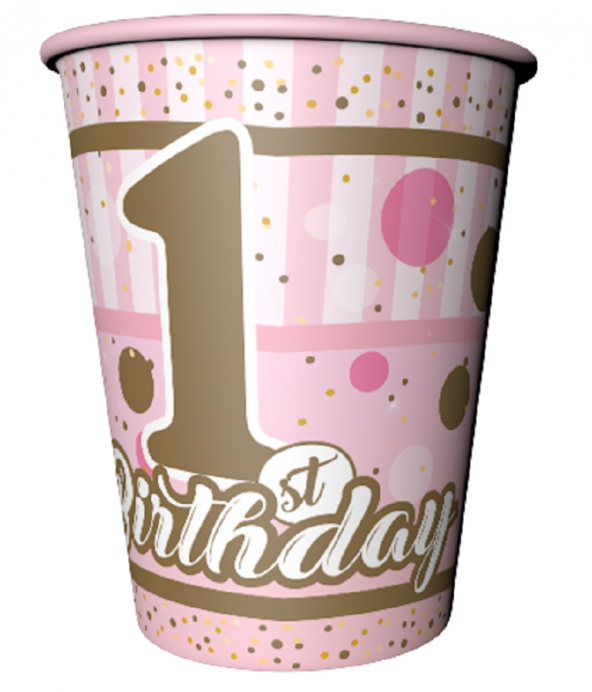 BARDAK 1 BİRTHDAY PEMBE 8Lİ - Resim 2