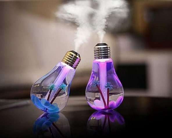 LED Işıklı ve Su Hazneli Hava Nemlendirici Tasarım Ampul - 400 ml