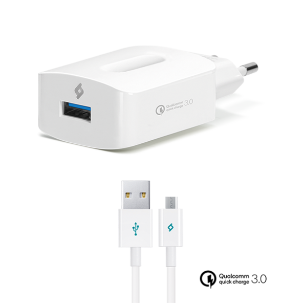 ttec SpeedCharger™ QC 3.0 Üniversal Seyahat Şarj Aleti + Micro USB Kablo