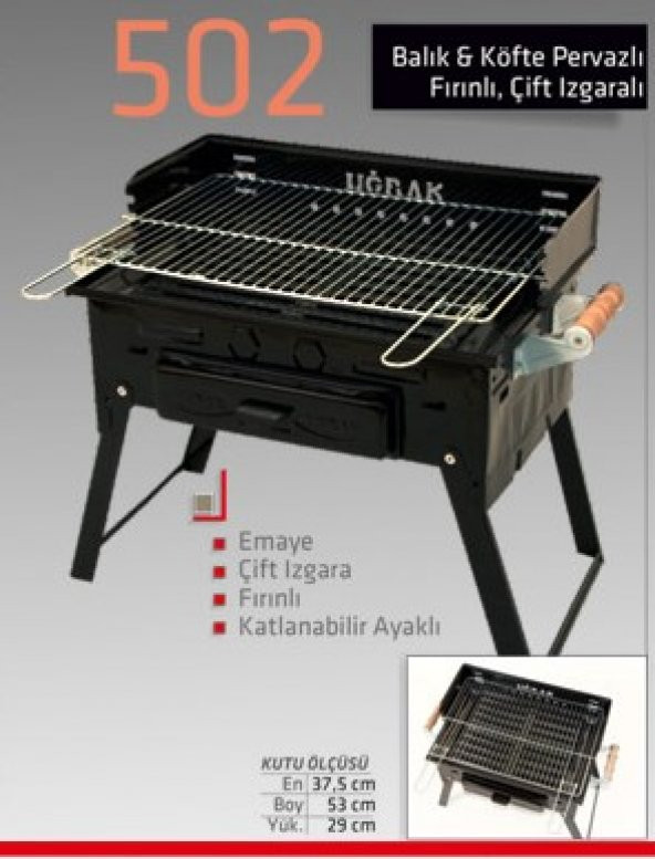Kömürlü Mangal Piknik Barbekü Pervazlı Fırınlı KATLANIR AYAKLI 502 - 1