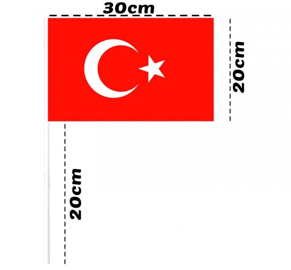 50li Türk Bayrağı Baskılı Çubuklu Bayrak - 2