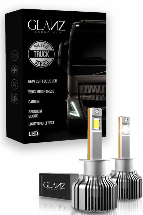 Glanz H1 Silver Series Csp Canbus Led Xenon 22000LM 6000K Beyaz Şimşek Etkili Far Ampulü 12V / 24V