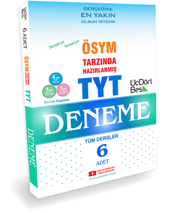 ÜçDörtBeş Yayınları TYT Tüm Dersler 6 Deneme - 1