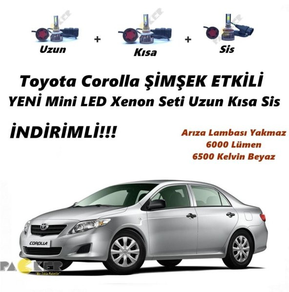 Toyota Corolla ŞİMŞEK ETKİLİ Mini Led Xenon Ampulu UZUN KISA SİS -