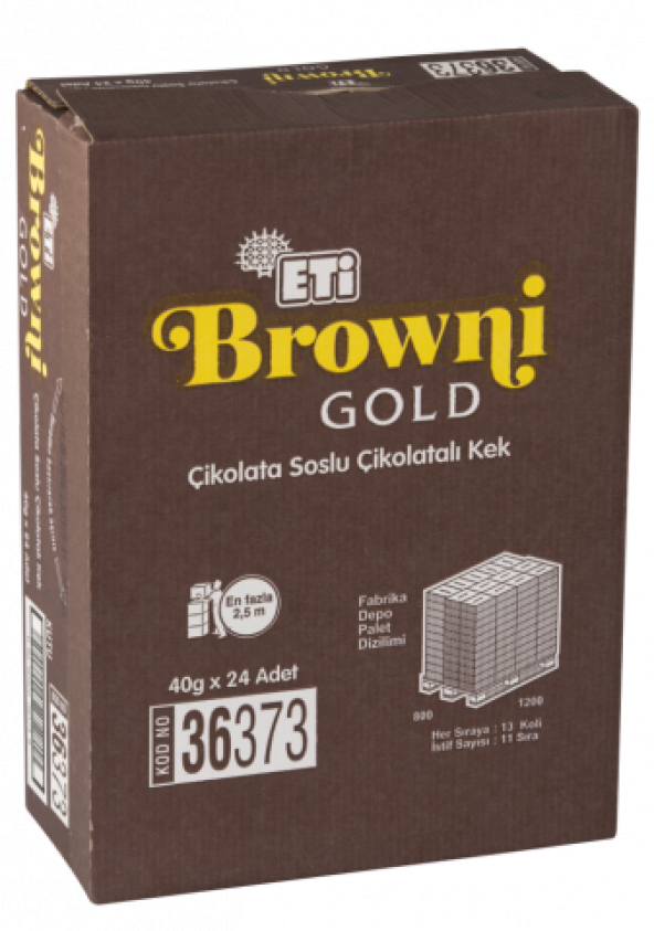 Eti Browni Gold Kakao Soslu Çikolatalı Kek 45 Gr (24 Adet)