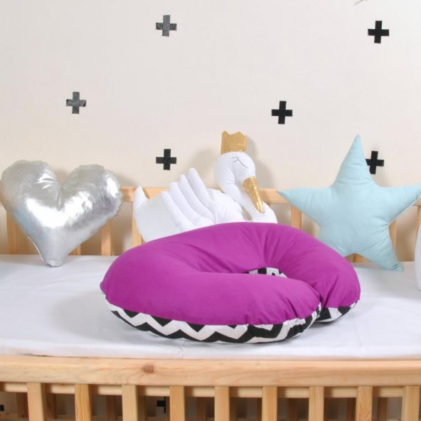 Babynest Bebek Beşikleri Emzirme Yastığı Puset Örtüsü Minderi Mor - 5