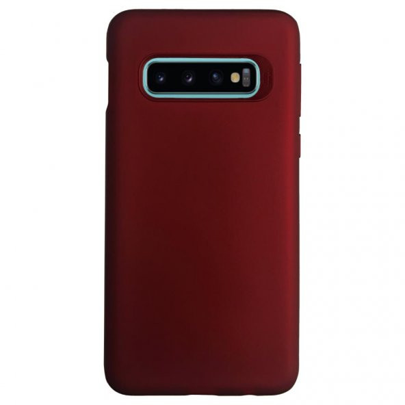 Samsung S10 Premium Simple Silikon Arka Kapak Bordo