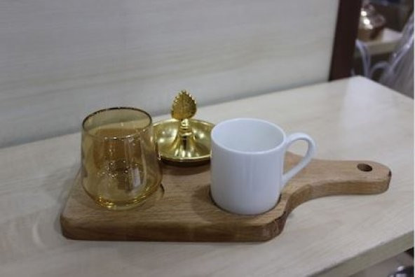 Bambu altlıklı kahve fincanı sunum seti