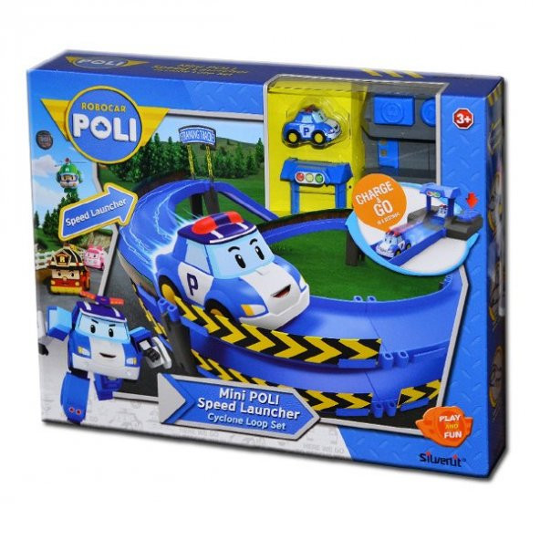 POLI/83385 Robocar Poli Fırlatıcılı ve Virajlı Yol Seti