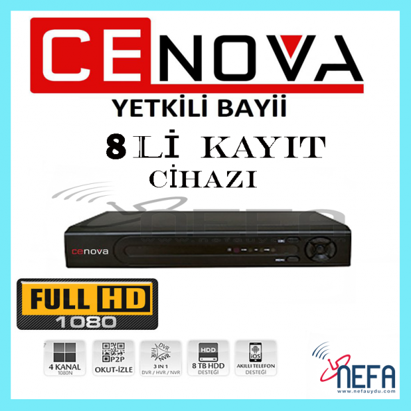 CENOVA CN-9008 AHD 1080 8 Kanal Hybrit Kayıt Cihazı