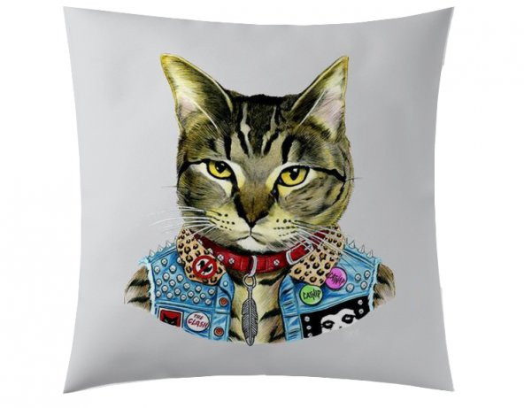 Rockçı Kedi Kırlent