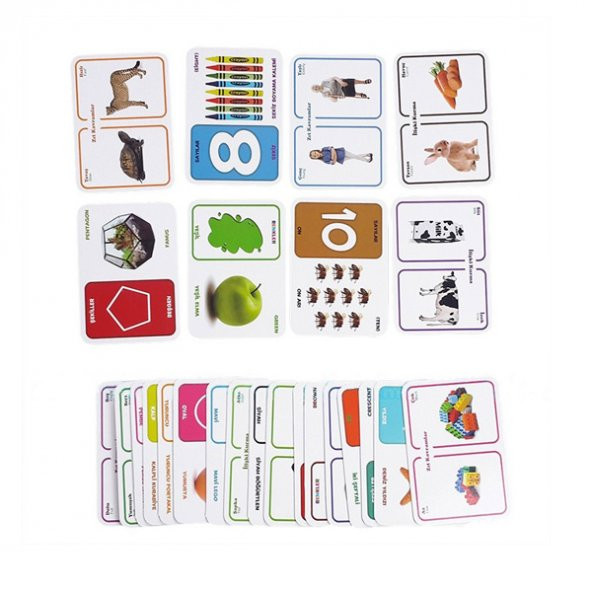 1413 DıyToy, Flash Cards - 5 Süper Set - Sayılar+Renkler+Şekiller+İlişki Kurma+Zıt Kavramlar / +2 yaş - 2