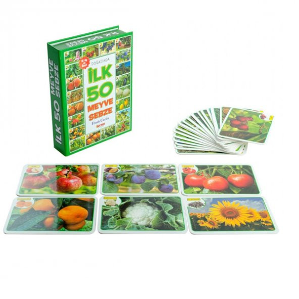 1420 DıyToy, Flash Cards - İlk 50 Meyve - Sebze / +12 ay - 2