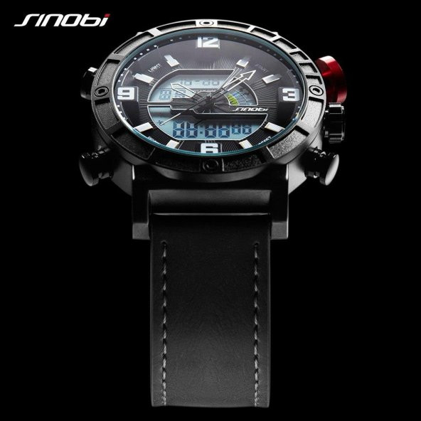 Sinobi Erkek Kol Saati Dijital Analog Deri Kordon Sportif Model Dijital Analog - 5