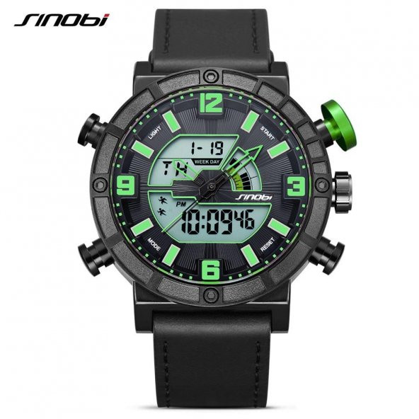 Sinobi Erkek Kol Saati Dijital Analog Deri Kordon Sportif Model Dijital Analog - 11