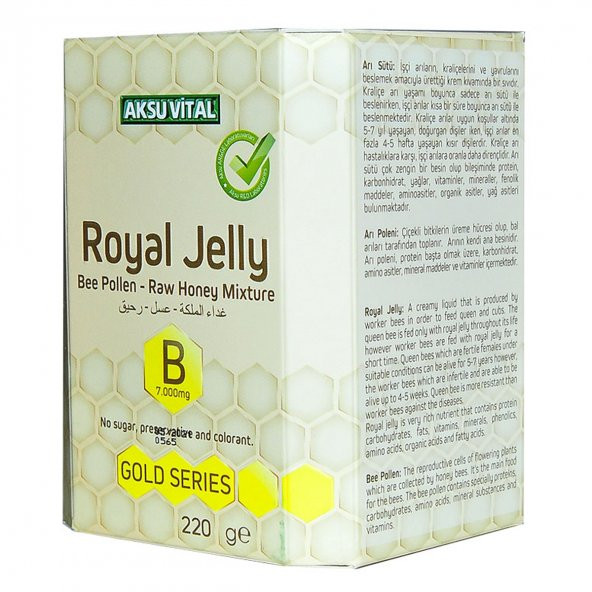 Aksuvital Arı Sütü Polen Bal Karışımı B 7.000 MG Gold Seri 220 Gr - 4