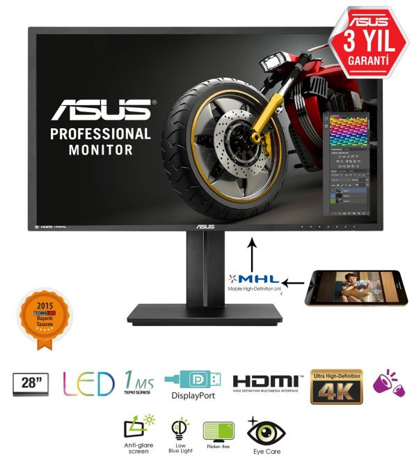 28 ASUS PB287Q Gaming, LED 3840x2160 1ms 3YIL DisplayPort,HDMI/MH