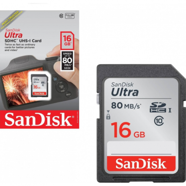 16 GB SANDISK SDSDUNC-016G-GN6IN 80/MB 16GB ULT SD C10