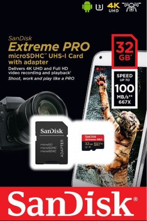 32GB GB MICRO SD EXTREME PRO SANDISK SDSQXCG-032G-GN6MA 32GB 90MB